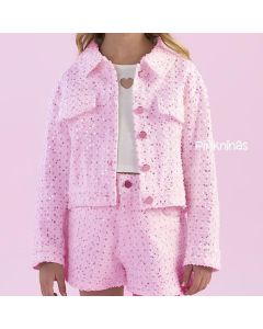 Jaqueta Infantil Rosa Petit Cherie de Brilho Fashion