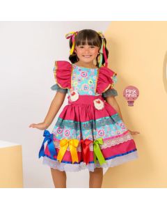 vestido-infantil-de-festa-junina-pink-aplique-chapeuzinho-modelo