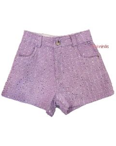 Short Infantil Lilás Petit Cherie Brilho