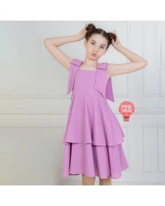 Vestido Infantil Lilás Camadas Babadinhos - 100% Algodão