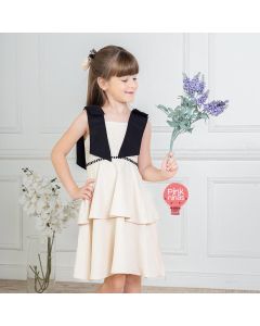 Vestido Infantil Off White Maxi Laço - 100% Algodão