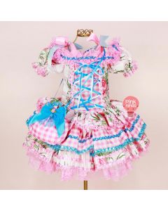 vestido-infantil-de-festa-junina-luxo-rosa-saia-tres-camadas-bolsinha