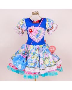 vestido-infantil-de-festa-junina-luxo-royal-floral-rosa-bolsinha