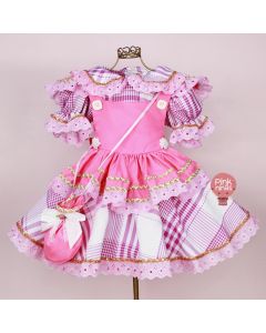 vestido-infantil-de-festa-junina-luxo-rosa-xadrez-avental-neon-com-laco-bolsinha-01