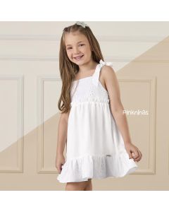Vestido Infantil Branco Mon Sucré Detalhes Laise