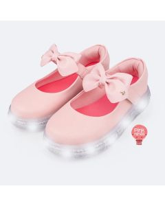 Tênis de Led Pampili Sneaker Luz Mary Jane Laço Rosa Claro