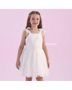 Vestido de Festa Infantil Branco Petit Cherie Tule Brilho Holográfico Liz