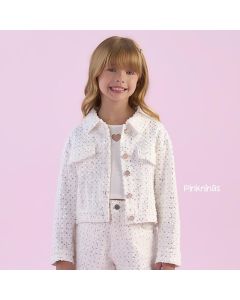 Jaqueta Infantil Branca Petit Cherie de Brilho Fashion