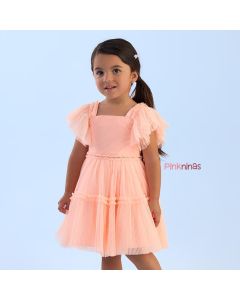 Vestido de Festa Infantil Salmão Petit Cherie Tule Isabelle